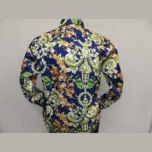 Men Oscar Banks Turkey Shirt Satin Entertainer Performer 6335-04 navy Floral image 11