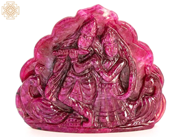 2&quot; Small Ruby Gemstone Radha Krishna with Peacock |100% Real | Handmade| Krishna - £1,571.92 GBP