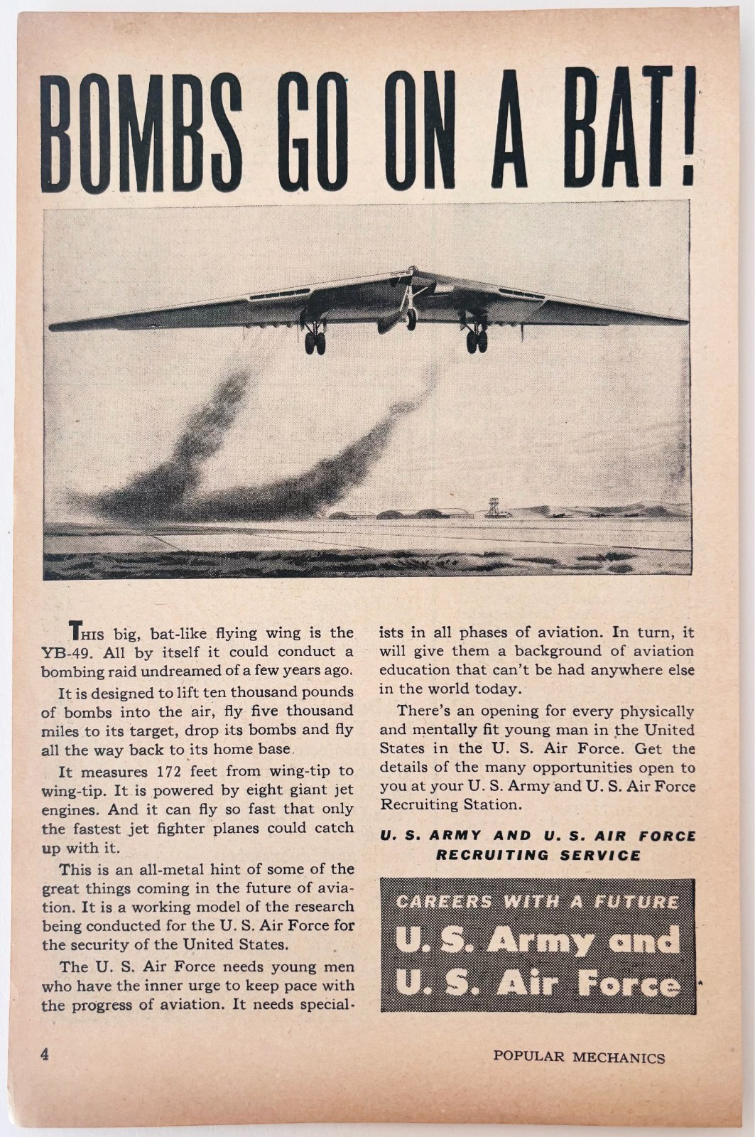 1948 US Army Air Force Career Advertisement Bomber YB-49 Plane Military F15T3 Item image 2