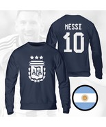 Argentina Messi Champions 3 Stars FIFA World Cup 2022 Navy Sweatshirt  - $45.99 - $52.99