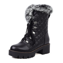 New Fashion Auumn Winter Ankle Boots Platform Square Heels Big Size 43 Short Plu - £79.83 GBP