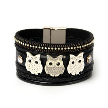 Amorcome New Design Magnetic Buckle Bracelets for Women Rhinestone Owl Animal Ch - £10.98 GBP
