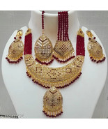 Gold Plated Jewellery Set Crystal Traditional Jewellery Kundan Jewelry Seto - $27.56 CAD