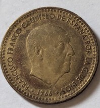 1966 Espana Una Peseta Francisco Franco Caudilllo Standard Circulation Coin - $2.95