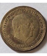 1966 Espana Una Peseta Francisco Franco Caudilllo Standard Circulation Coin - $4.04 CAD