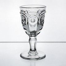 Flint Lawrence Wine Glass, Antique c1850s EAPG Sandwich Bull&#39;s Eye 4 1/4&quot; - $20.00