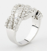 18k White Gold Diamond Crossover Band Ring TCW = Appx 2 cts Size 6 - £2,004.93 GBP