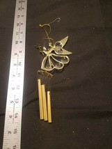 GOLD ANGEL WIND CHIME, ORNAMENT  WITH CLEAR BEADS &amp; WAND - £3.79 GBP