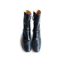Vintage Womens 7.5 Boots Black Leather FERRAGAMO Ankle Boots 7.5 - £151.05 GBP