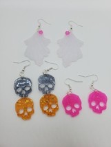 Lot Of (3) Handcrafted Halloween Earrings Ghost, Skulls - £6.33 GBP