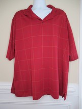 Haggar Polo Golf Shirt Men 2XLT Cool 18 Performance wear red plaid Short... - $13.50