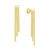 14K Solid Yellow Gold Ascending Triple Snake Chain Earrings - £239.64 GBP