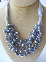 New Silver Iridescent Faceted Beaded Women&#39;s Necklace Holiday Gift - £22.38 GBP