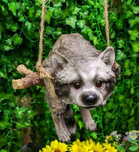 Lifelike Gray Raccoon Baby Clinging On Branch Swing Hanger Wall Decor Figurine - £22.42 GBP