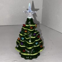 Nostalgic Ceramic LED Christmas 8” Tree Green Battery Operated Great Condition - £13.18 GBP