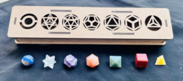Natural 7 Chakra Sacred Geometry 7pcs Set Platonic Shungite Crystal Wooden box - £25.64 GBP