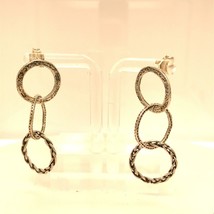 Vintage Signed 925 Israel Shablool Didae Rare Hoop Circle Dangle Stud Earrings - £37.36 GBP