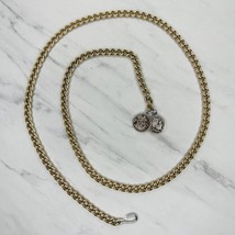 Lightweight Coin Charm Gold Tone Metal Chain Link Belt OS One Size - $19.79