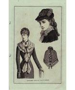 1880 Fashion Wood Engraving Beautiful Victorian Womans Clothing Peterson... - $32.00 CAD