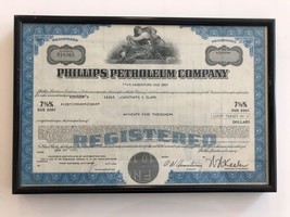 Framed Phillips Petroleum Company Stock Certificate - £31.63 GBP