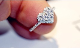 CC Unique Silver Rings For Women Heart-shaped Bridal Wedding Romantic Ri... - $9.64