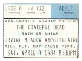 Grateful Dead Concert Ticket Stub Avril 7 1984 Irvine California - $85.45