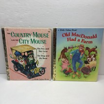 Vintage Lot 2 Little Golden Books Old MacDonald Had A Farm Country City Mouse - £15.97 GBP