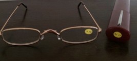 Reading Glasses ~ Eye Glasses w/ Brown Tube Case ~ Gold Frame ~ +1.75 St... - $20.00