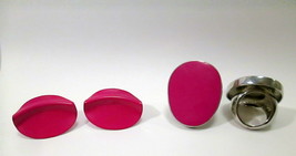 Lot of Bold Magenta Rings and Earrings Chunky Retro Style Jewelry - $15.00