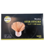 Wooden Swizzle/Stir Sticks 1000 sticks 7.5&quot;/190 mm Go4Green Coffee Supplies - $14.23