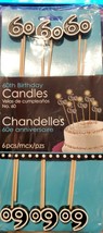 60th Birthday Candles - Six Candles on 9&quot; Sticks - Party Decorations- NEW - £7.78 GBP