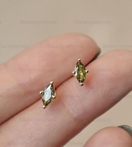 18k Yellow Gold Over Beautiful Olive Green Marquise Cut CZ Stud Women Earrings - £18.95 GBP