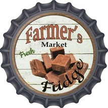 Farmers Market Fudge Novelty Metal Bottle Cap 12 Inch Sign - £21.54 GBP