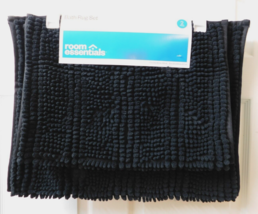 Room Essentials Everyday Chenille 2pc Bath Rug Set - 20&quot; x 32&quot;  &amp; 17&quot; Black - £20.28 GBP