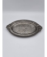 Peltrina Pewter 80-715 Italy Small Oval Decorative Foral Handle Tray - $78.72 CAD