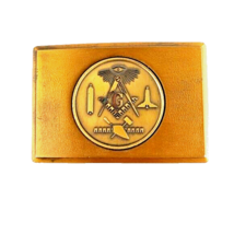 Masonic Mason Emblem Brass Belt Buckle - £13.41 GBP