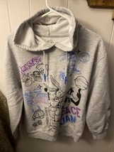 Space Jam Tune Squad Gray Hooded Sweatshirt Women&#39;s Size XL 15-17 Pet Smoke Free - £15.46 GBP