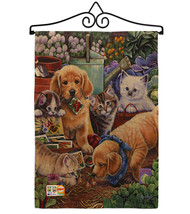 Helpful Garden Paws Burlap - Impressions Decorative Metal Wall Hanger Flag Set G - £27.06 GBP