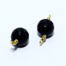 Natural Black Onyx Round Vermeil Beads Briolette Loose Gemstone Making Jewelry - £1.56 GBP