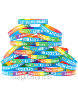 100 of Infinity Sign Autism Acceptance Colorful Silicone Wristband Bracelets - $68.19