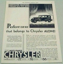 1930 Print Ad The New Chrysler &quot;70&quot; Royal Sedan Multi Range Performance - £8.75 GBP