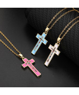 X3 Cross Religious Necklace and Pendant Oil Drop Woman Adjustable 16-18&quot;... - £11.45 GBP