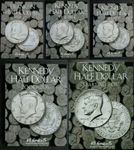 Set of 5 - He Harris Franklin Kennedy Half Dollar Coin Folders 1948-2024 Book - $33.95
