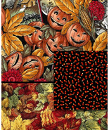 3 RJR Quilt Fabrics,1 FQ, a 15x42 inch pc., candy pc. Halloween, Autumn, Pumpkin - $13.17