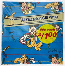 Vtg Wrapping Paper Gift Wrap Mickey Mouse OOP Christmas Birthday Vintage Sealed - £7.72 GBP