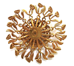 Vintage Miriam Haskell Russian Gold Filigree Flower Brooch Signed As Is - £31.32 GBP