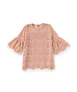 MONTEAU Big Kid Girls Lace Bell Sleeve Top Size Medium Color Blush - £21.02 GBP