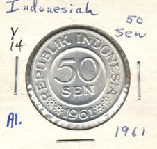 Indonesia 50 Sen, 1961, Aluminum KM 14 - $1.15