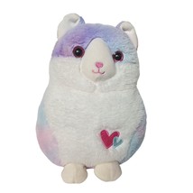Kellytoy Kitty Cat Chubby Fat Plush Pastel Rainbow Tie Dye 2 Hearts Stuffed 11&quot; - £25.02 GBP