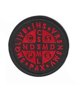 SAINT BENEDICT CROSS IRON ON PATCH 3.25&quot; Red Black Crusader Catholic Emb... - $6.79 CAD